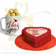 Red Flowers Cake With Choc Mug