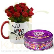 Love You Rose Mug With Quality Street