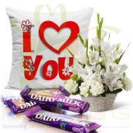 Choc Cushion With Glads Basket