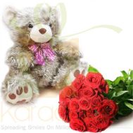 Roses With Golden Teddy