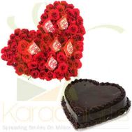 Rose Heart Basket With Heart Cake