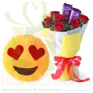 Love Eyes Emoji With Choco Rose Bouquet