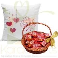 Kitkat Basket With Valentines Cushion