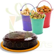 Cake With Dry Fruit Buckets