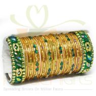 Golden And Green Choori Set